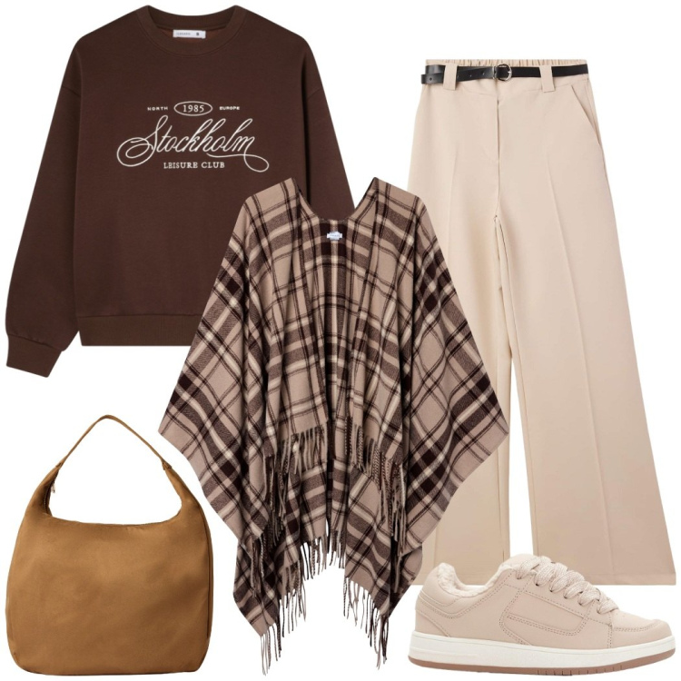 Outfit donna - Total look #2268305. Stile Casual per Tutti i giorni. Abbinamento con sneakers, pantaloni, borse a mano, felpe, cappotti.