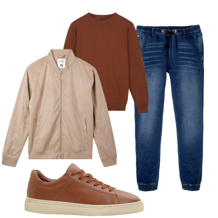 Outfit uomo - Total look #2268307. Stile Casual per Tutti i giorni. Abbinamento con jeans dritti, sneakers, bomber, maglieria.
