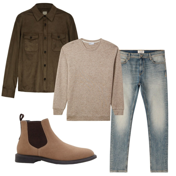 Outfit uomo - Total look #2268308. Stile Casual per Tutti i giorni. Abbinamento con stivali e stivaletti, jeans skinny, maglieria, giacche.