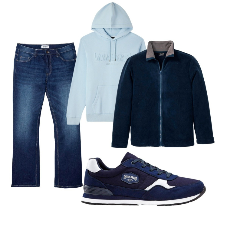 Outfit uomo - Total look #2268323. Stile Casual per Tutti i giorni. Abbinamento con sneakers, giacche, jeans bootcut, felpe con cappuccio.