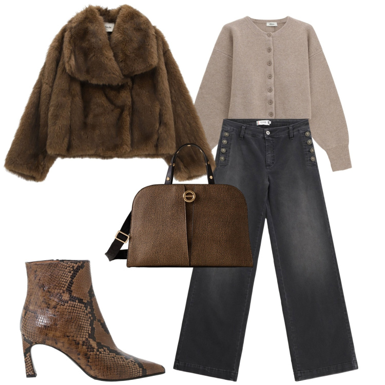 Outfit donna - Total look #2268355. Stile Casual chic per Tutti i giorni. Abbinamento con jeans, blazer, cardigans, stivaletti, borse a mano.