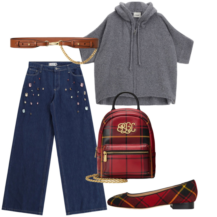 Outfit donna - Total look #2268410. Stile Casual per Serata fuori. Abbinamento con jeans, cardigans, ballerine, borse a tracolla, cinture.