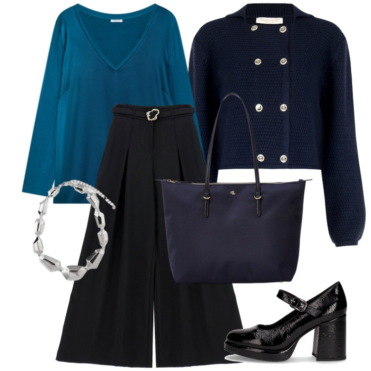 Outfit donna - La giacca la porto corta DECISA. Stile Chic per Tutti i giorni. Abbinamento con blazer, pantaloni, borse tote, bluse, décolleté, ciondoli.