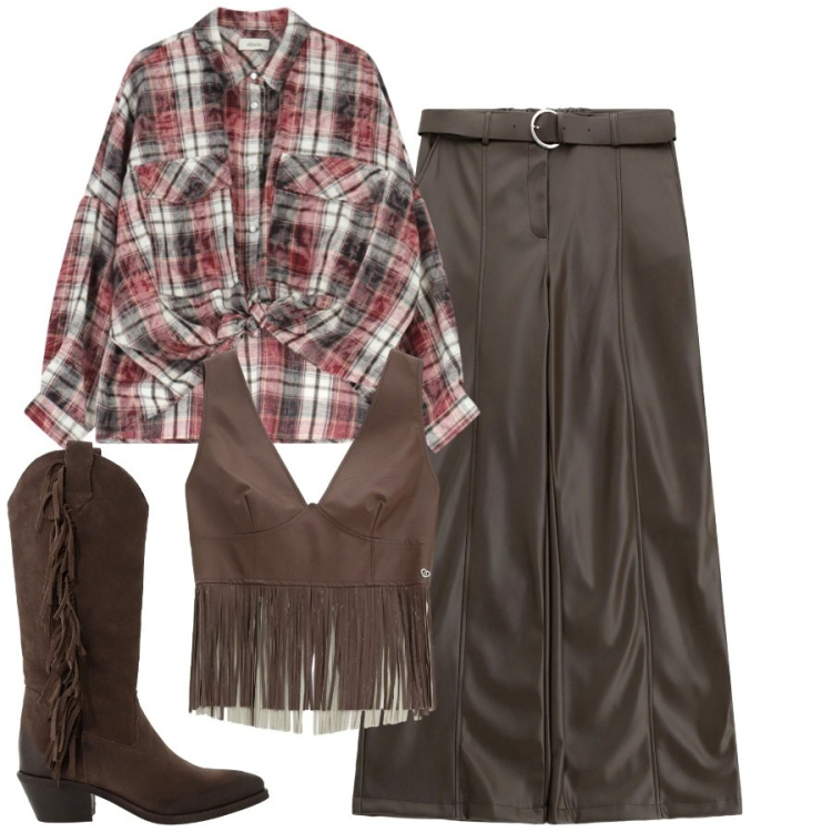 Outfit donna - In perfetto stile west. Stile Etnico per Serata fuori. Abbinamento con stivali, camicie, top, pantaloni.