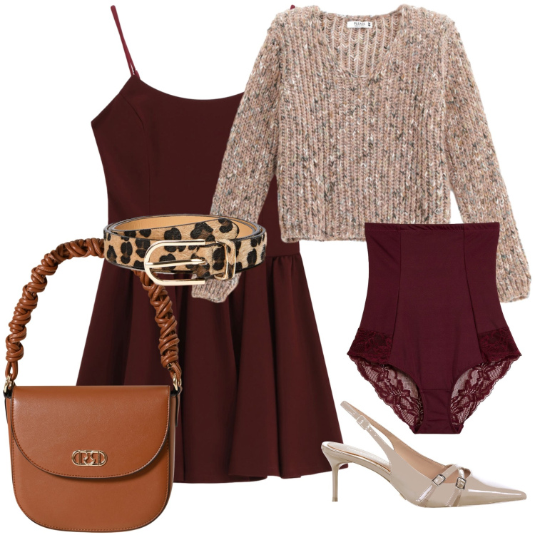 Outfit donna - Tolgo il maglione e la sera va. Stile Trendy per Ufficio. Abbinamento con culotte, maglieria, vestiti corti, décolleté, borse a mano, cinture.