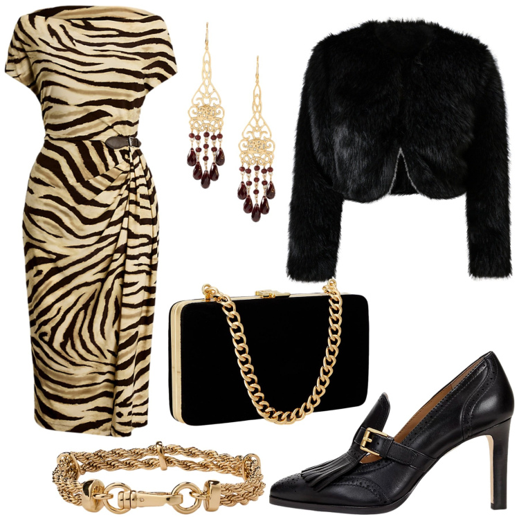 Outfit donna - Total look #2268447. Stile Glamour per Serata fuori. Abbinamento con blazer, clutch, décolleté, orecchini, vestiti, braccialetti.