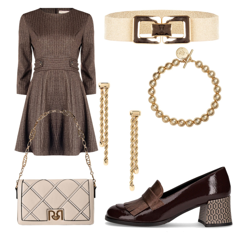 Outfit donna - Total look #2268448. Stile Glamour per Serata fuori. Abbinamento con borse a tracolla, vestiti corti, cinture, braccialetti, orecchini, mocassini.