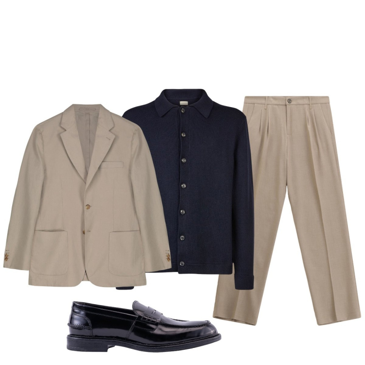 Outfit uomo - Doppelganger per l’ufficio. Stile Business/Elegante per Ufficio. Abbinamento con pantaloni, giacche, scarpe stringate, polo.