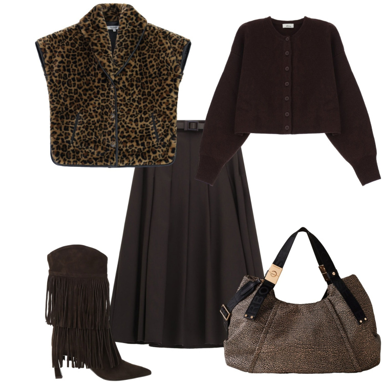 Outfit donna - Total look #2268537. Stile Casual chic per Tutti i giorni. Abbinamento con cappotti, gonne longuette, stivali, cardigans, borse a mano.