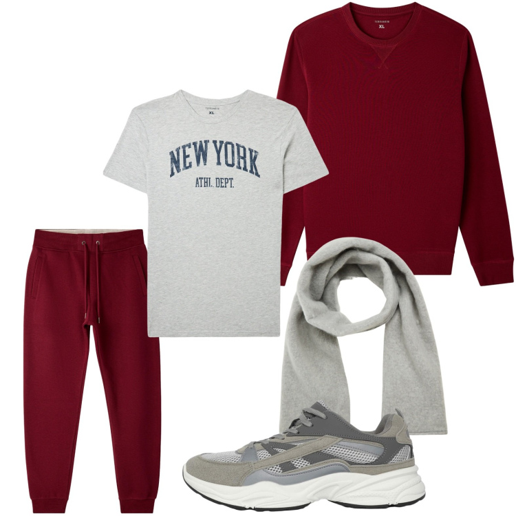 Outfit uomo - La maglia protagonista. Stile Casual per Tutti i giorni. Abbinamento con t-shirt, sciarpe e foulard, sneakers, felpe, pantaloni.