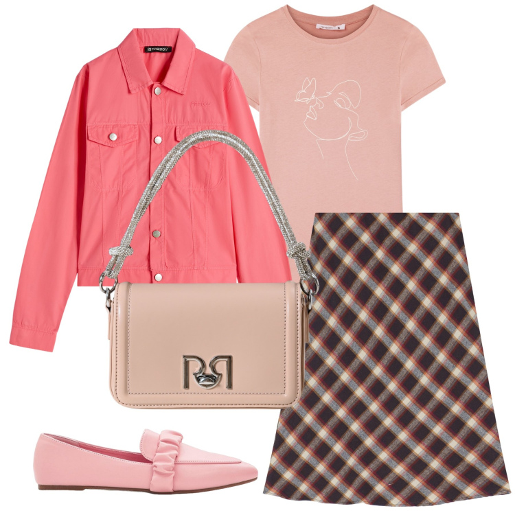 Outfit donna - Total look #2268575. Stile Casual per Tutti i giorni. Abbinamento con mocassini, t-shirt, gonne, borse a mano, blazer.
