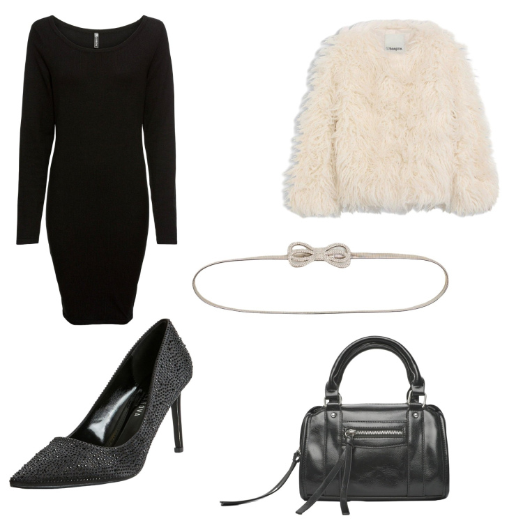 Outfit donna - Raffinatezza. Stile Chic per Cerimonia. Abbinamento con vestiti lunghi, ecopellicce, décolleté, cinture, borse a mano.
