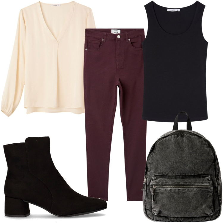 Outfit donna - Terranova Mid Season Sale- trendy. Stile Trendy per Tutti i giorni. Abbinamento con zaini, pantaloni skinny, bluse, top, stivaletti.