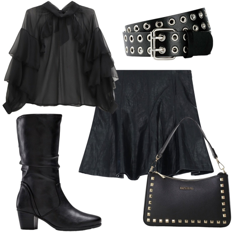 Outfit donna - Spooky Halloween: la cintura di Frankens. Stile Trendy per Serata fuori. Abbinamento con cinture, stivali, minigonne, pochette, bluse.