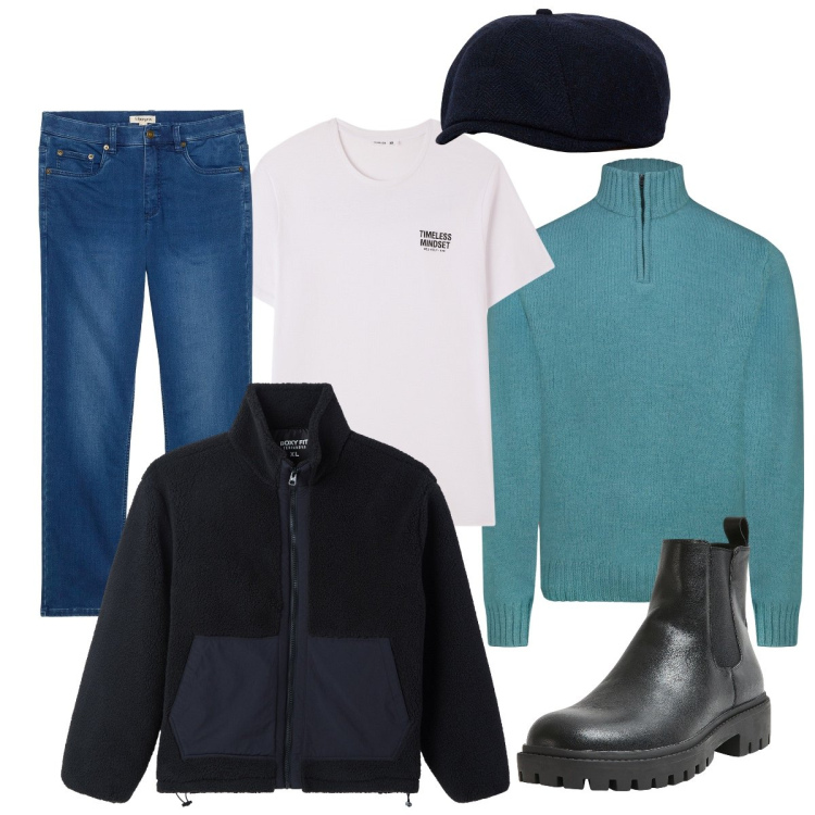 Outfit uomo - Il caldo cappello Doppelganger. Stile Urban per Tutti i giorni. Abbinamento con jeans, stivali e stivaletti, giacche, t-shirt, maglieria, cappelli con visiera.