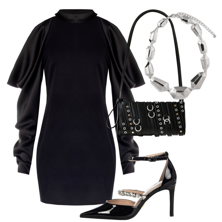 Outfit donna - Spooky Halloween. Stile Chic per Serata fuori. Abbinamento con vestiti a tubino, borse a spalla, décolleté, ciondoli.