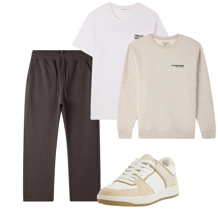 Outfit uomo - Homewear. Stile Casual per Tutti i giorni. Abbinamento con sneakers, felpe, pantaloni, t-shirt.