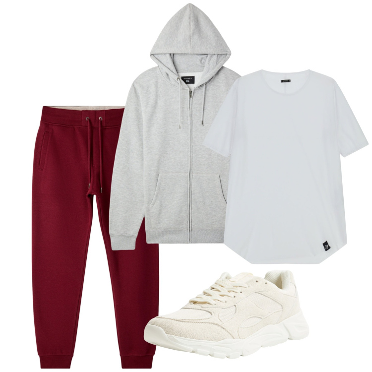 Outfit uomo - Sport. Stile Casual per Tutti i giorni. Abbinamento con sneakers, felpe con cappuccio, pantaloni, t-shirt.