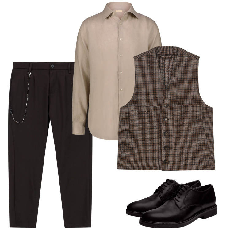 Outfit uomo - Chocolat for him. Stile Trendy per Serata speciale. Abbinamento con pantaloni, scarpe stringate, camicie, gilet.