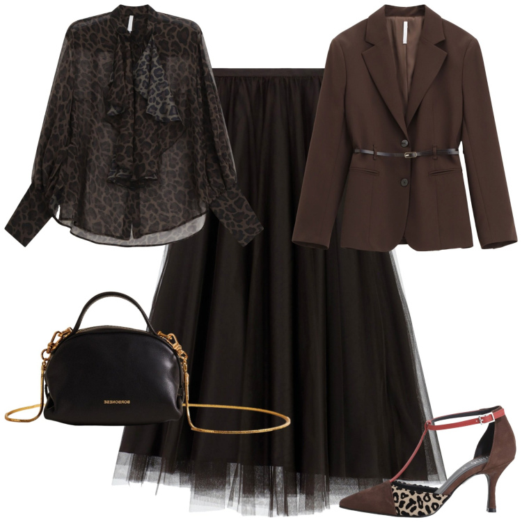 Outfit donna - Serata. Stile Chic per Serata fuori. Abbinamento con décolleté, borse a mano, blazer, camicie, gonne lunghe.