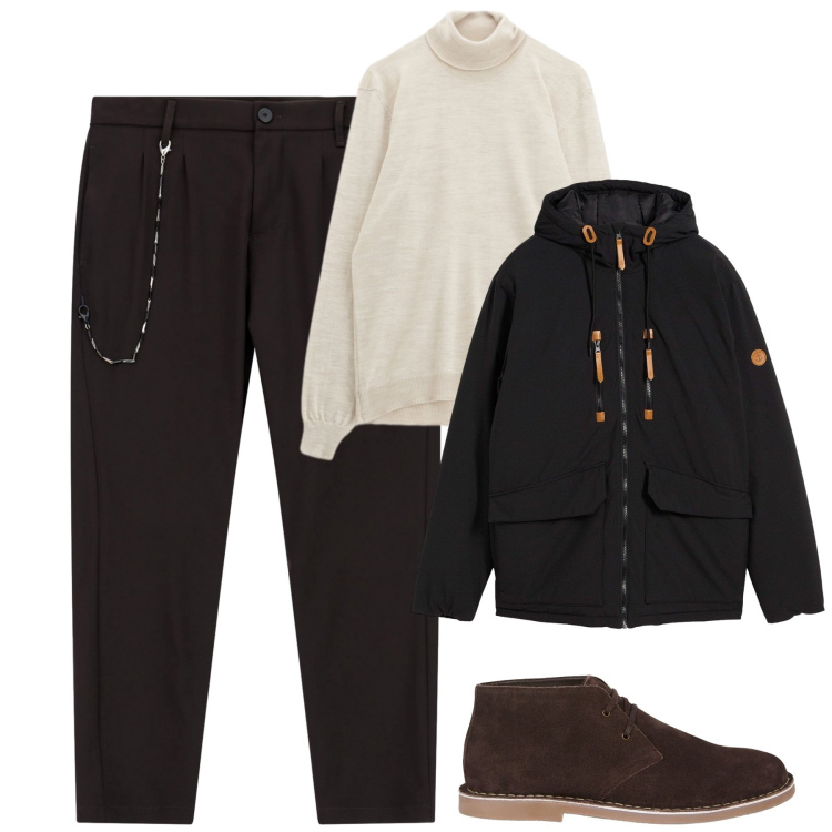 Outfit uomo - Total look #2268846. Stile Urban per Tutti i giorni. Abbinamento con piumini, pantaloni, maglieria, stivali e stivaletti.