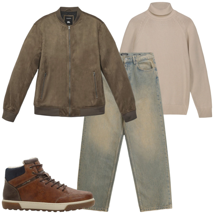 Outfit uomo - Total look #2268848. Stile Casual per Tutti i giorni. Abbinamento con sneakers alte, giacche, jeans, pullovers.