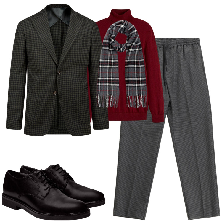 Outfit uomo - City. Stile Urban per Tutti i giorni. Abbinamento con maglieria, pantaloni, scarpe stringate, giacche, sciarpe.