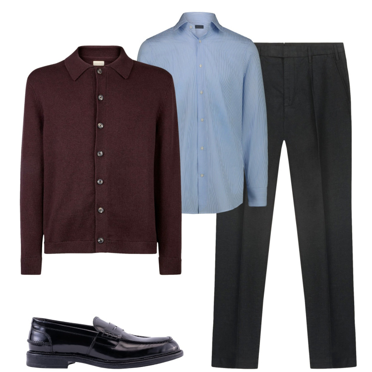 Outfit uomo - In ufficio. Stile Business/Elegante per Ufficio. Abbinamento con camicie, polo, scarpe stringate, pantaloni.