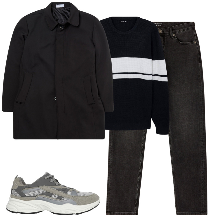 Outfit uomo - Total look #2268880. Stile Casual per Tutti i giorni. Abbinamento con maglieria, jeans, sneakers, eskimo.