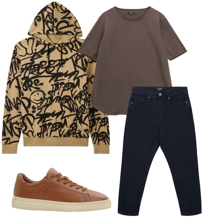 Outfit uomo - Total look #2268891. Stile Casual per Tutti i giorni. Abbinamento con sneakers, felpe con cappuccio, jeans, t-shirt.