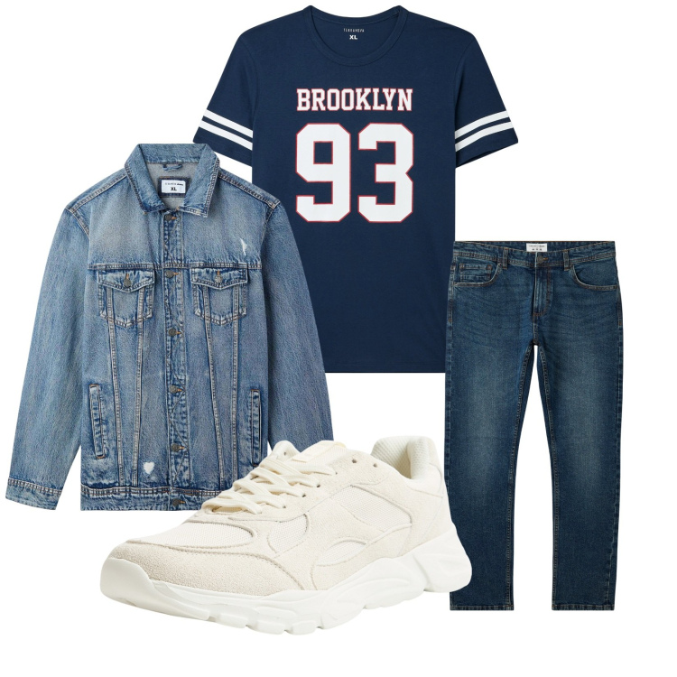 Outfit uomo - Total look #2268894. Stile Casual per Tutti i giorni. Abbinamento con t-shirt, jeans, sneakers, giacche.