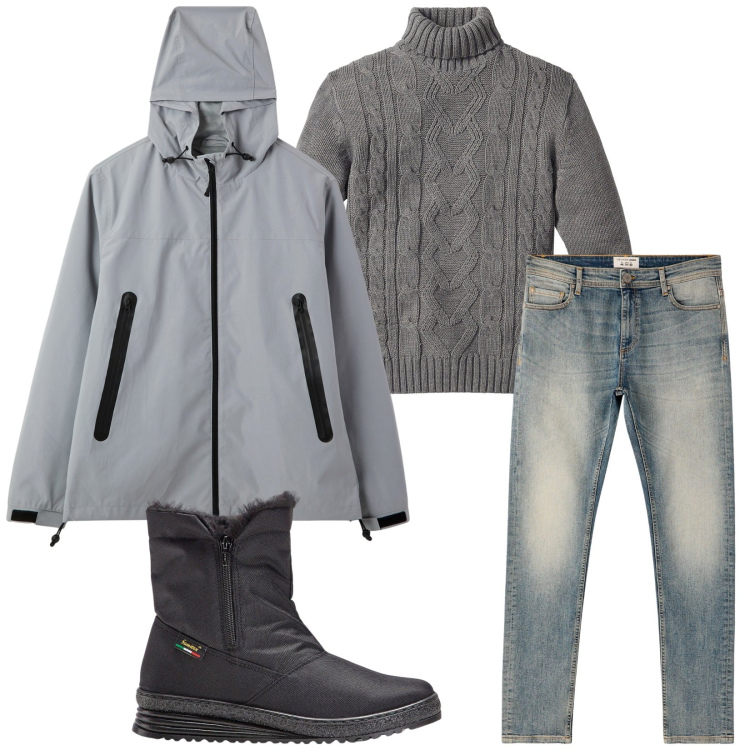Outfit uomo - Total look #2268896. Stile Casual per Tutti i giorni. Abbinamento con maglieria, stivali e stivaletti, jeans skinny, giacche.