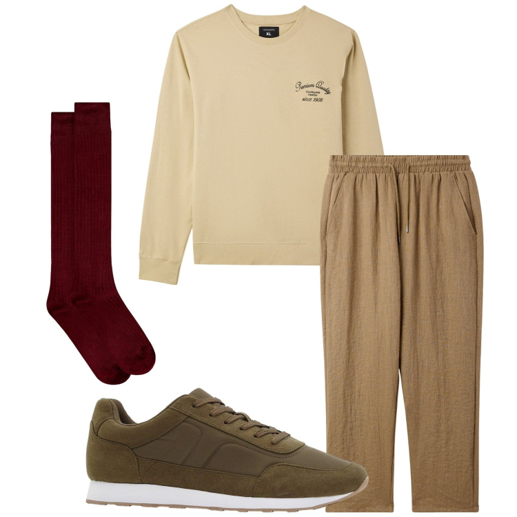 Outfit uomo - Total look #2268898. Stile Casual per Sport. Abbinamento con sneakers, felpe, pantaloni, calzini.