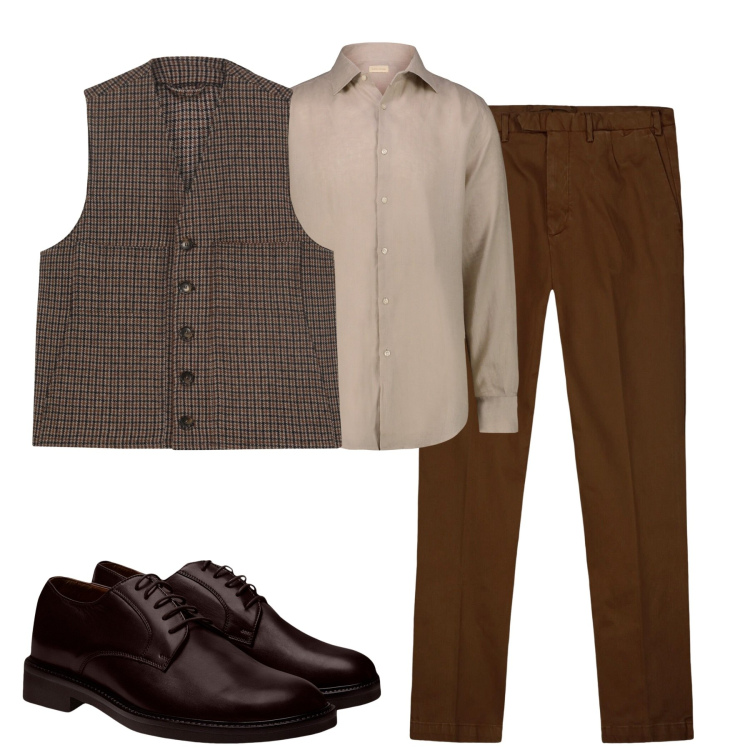 Outfit uomo - Total look #2268901. Stile Business/Elegante per Tutti i giorni. Abbinamento con scarpe stringate, pantaloni, camicie, gilet.