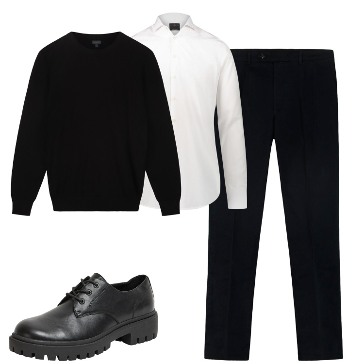 Outfit uomo - Total look #2268906. Stile Business/Elegante per Ufficio. Abbinamento con scarpe stringate, camicie, pantaloni, maglieria.