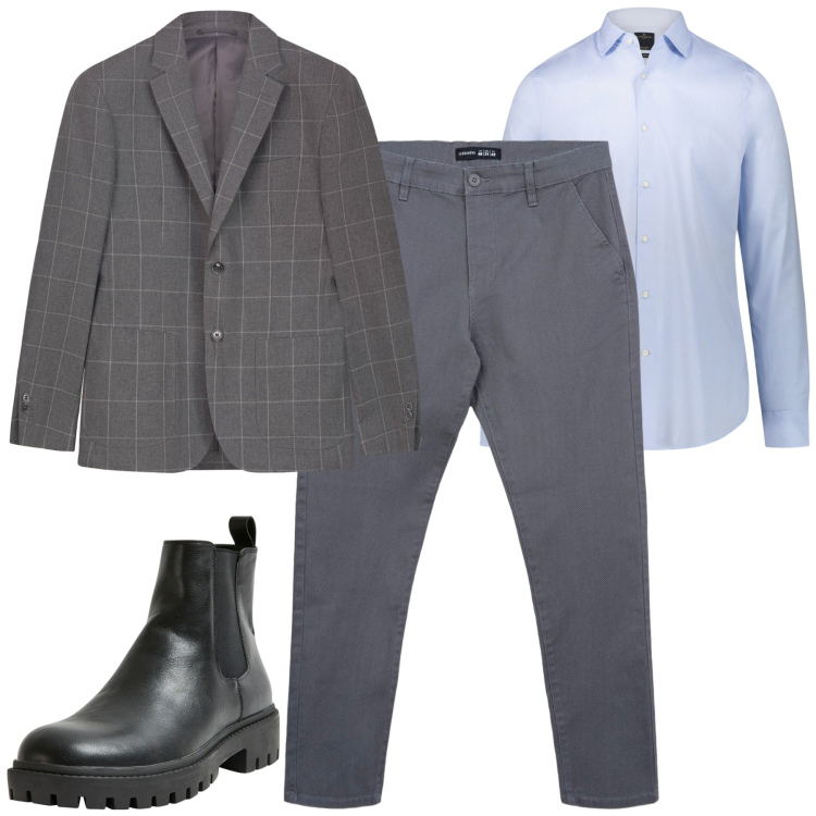 Outfit uomo - City. Stile Urban per Tutti i giorni. Abbinamento con stivali e stivaletti, pantaloni chino, camicie, giacche.