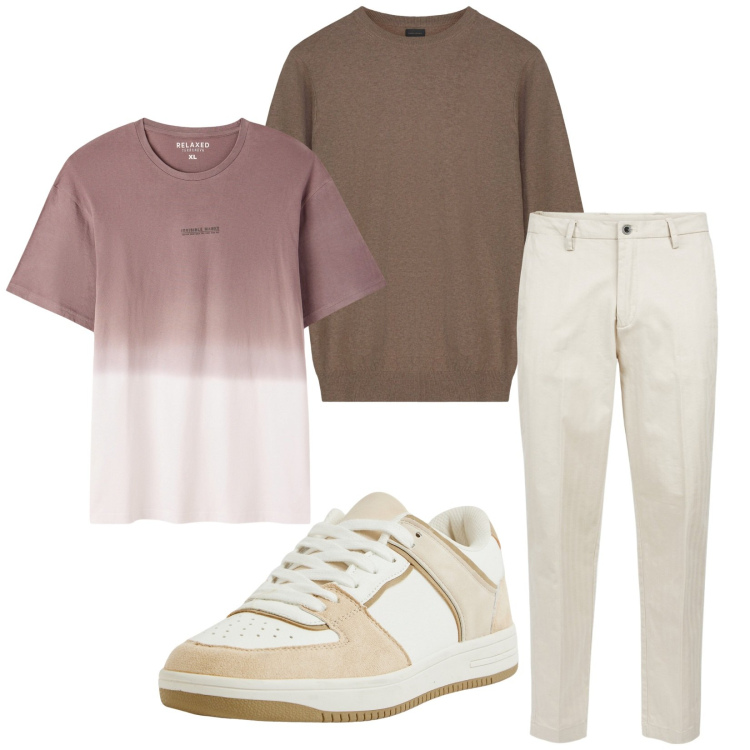 Outfit uomo - Total look #2268910. Stile Casual per Tutti i giorni. Abbinamento con sneakers, t-shirt, pantaloni, maglieria.