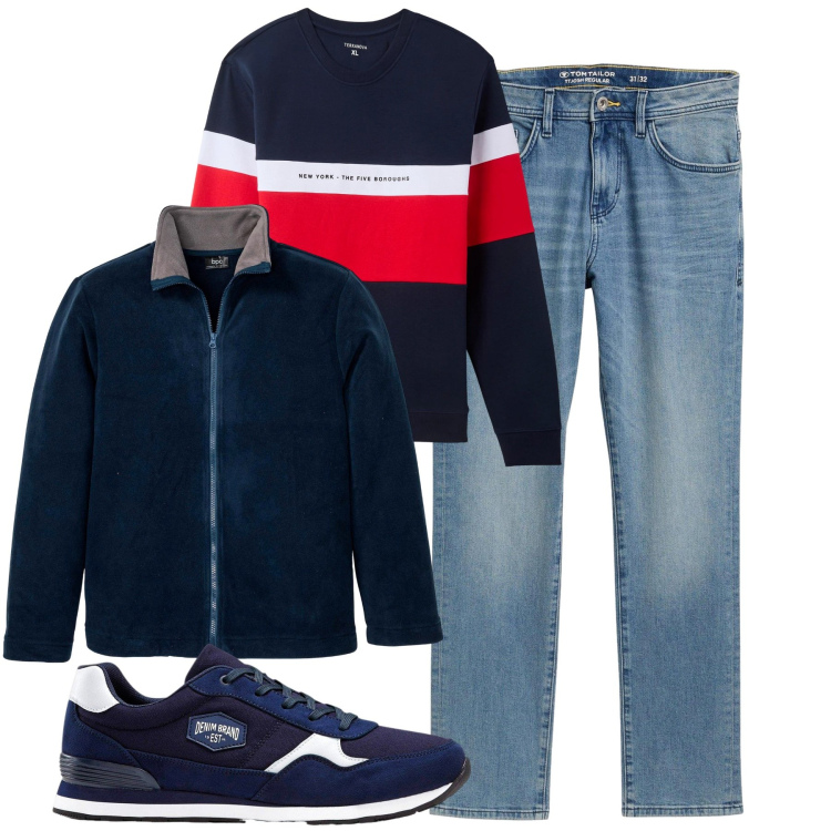 Outfit uomo - Total look #2268920. Stile Casual per Tutti i giorni. Abbinamento con sneakers, giacche, jeans slim fit, felpe con cappuccio.