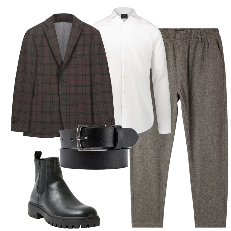 Outfit uomo - City. Stile Trendy per Tutti i giorni. Abbinamento con pantaloni, stivali e stivaletti, giacche, camicie, cinture.