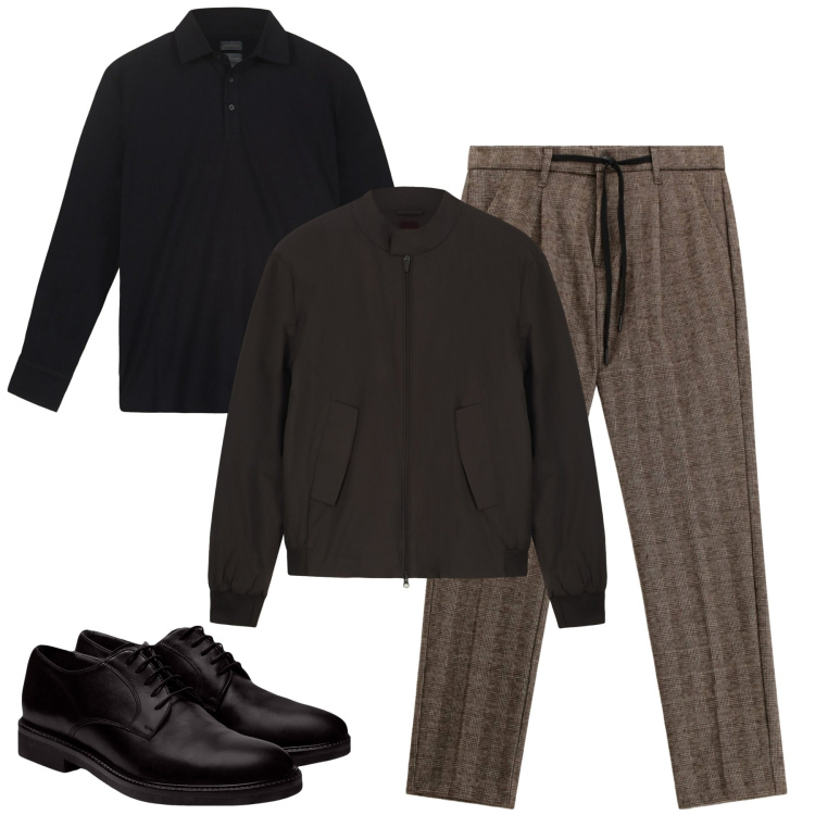 Outfit uomo - City. Stile Trendy per Tutti i giorni. Abbinamento con pantaloni, scarpe stringate, polo, giacche.