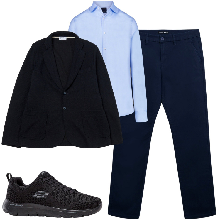 Outfit uomo - City. Stile Urban per Tutti i giorni. Abbinamento con sneakers, giacche, pantaloni chino, camicie.