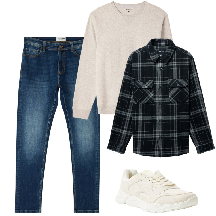 Outfit uomo - Total look #2268935. Stile Casual per Tutti i giorni. Abbinamento con sneakers, jeans skinny, felpe, cappotti.