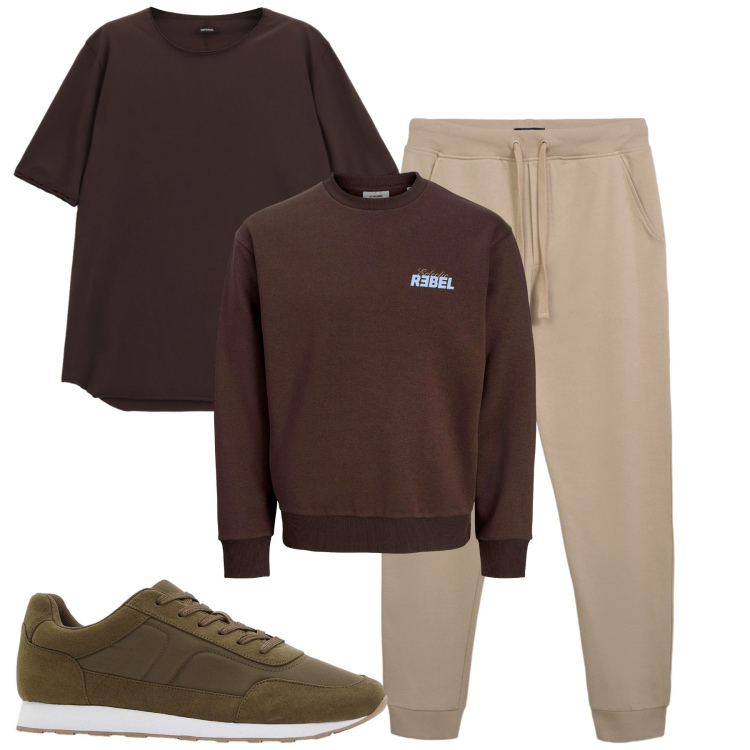 Outfit uomo - Total look #2268938. Stile Casual per Tutti i giorni. Abbinamento con felpe, sneakers, pantaloni, t-shirt.