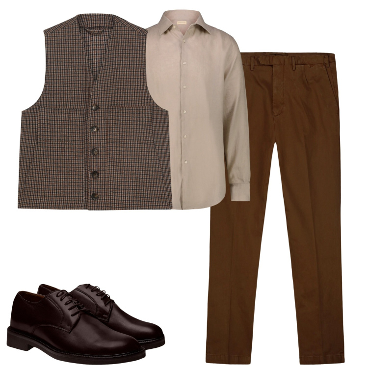 Outfit uomo - Total look #2268953. Stile Urban per Tutti i giorni. Abbinamento con scarpe stringate, pantaloni, camicie, gilet.