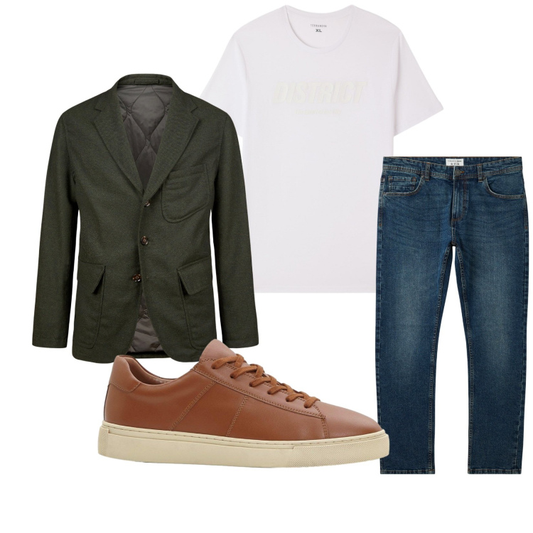 Outfit uomo - Total look #2268954. Stile Casual per Tutti i giorni. Abbinamento con sneakers, jeans, t-shirt, giacche.