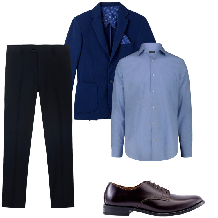 Outfit uomo - Total look #2268957. Stile Business/Elegante per Serata speciale. Abbinamento con giacche, scarpe stringate, camicie, pantaloni.