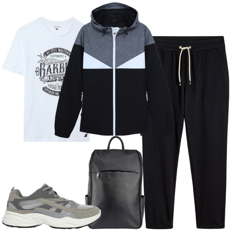 Outfit uomo - Sportivo. Stile Casual per Sport. Abbinamento con pantaloni sportivi, t-shirt, sneakers, giacche sportive, borse sportive.