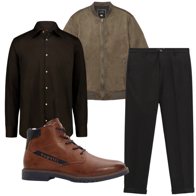 Outfit uomo - Total look #2268960. Stile Trendy per Ufficio. Abbinamento con stivali e stivaletti, giacche, pantaloni, camicie.