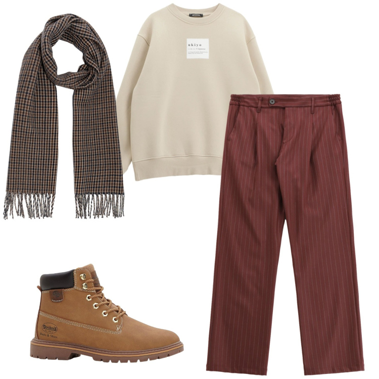 Outfit uomo - Total look #2268970. Stile Casual per Tutti i giorni. Abbinamento con stivali e stivaletti, pantaloni, felpe, sciarpe.