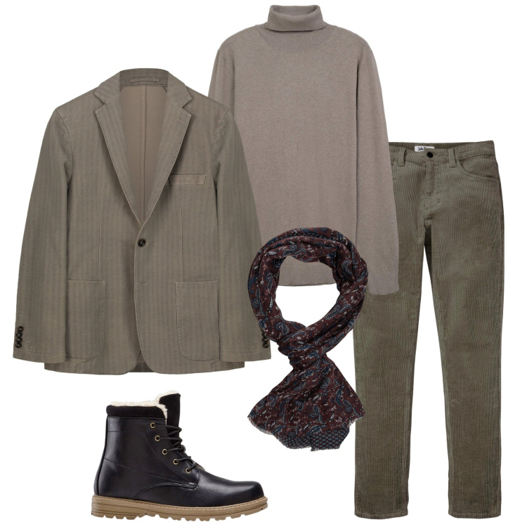 Outfit uomo - Il ritorno del velluto. Stile Urban per Tutti i giorni. Abbinamento con stivali e stivaletti, pantaloni, maglieria, giacche, sciarpe.